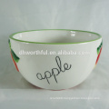 Hand painting ceramic bowl with apple design